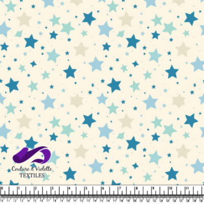 Étoiles bleues et beiges sur fond crème