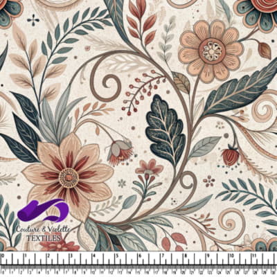 Motif floral vintage aux tons terreux