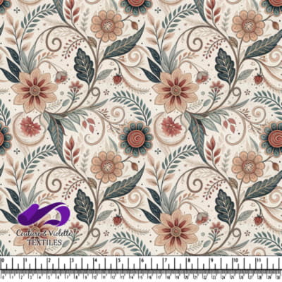 Motif floral vintage aux tons terreux