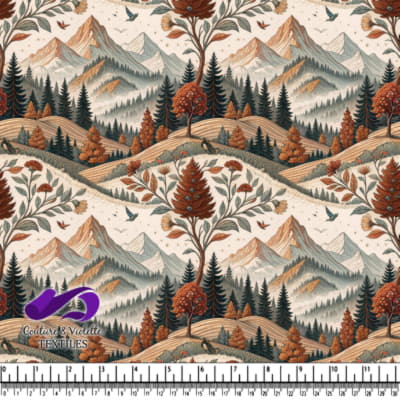 Paysage de Montagne d'Automne avec Pins