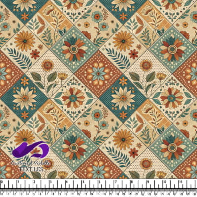 Vintage floral patchwork pattern with autumn colors
