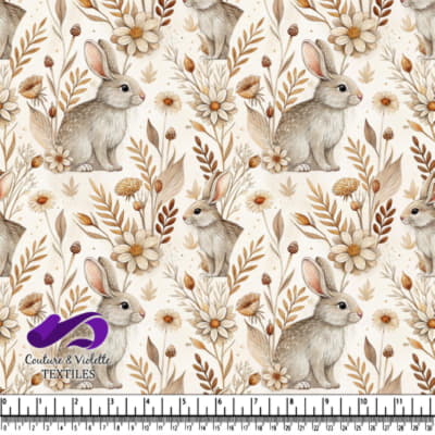 Joli lapin brun et blanc entouré de fleurs d'automne