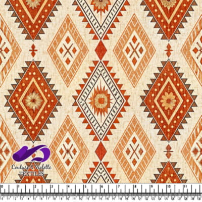 Geometric Southwestern diamond pattern in orange and brown