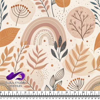 Feuilles d'automne et arcs-en-ciel dans des tons chauds et terreux