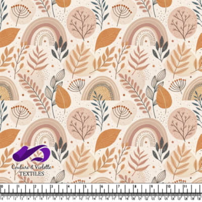 Feuilles d'automne et arcs-en-ciel dans des tons chauds et terreux