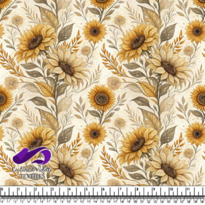 Tournesols et feuilles d'automne sur fond beige
