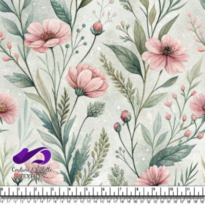 Delicate pink flowers and green foliage