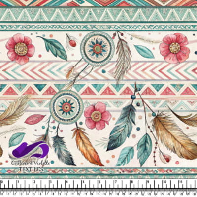 Bohemian floral and feather dreamcatcher patter