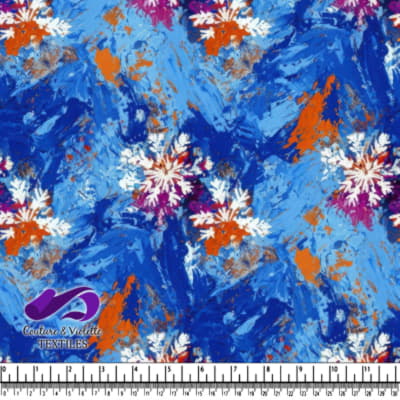 Abstract blue textured with white and orange