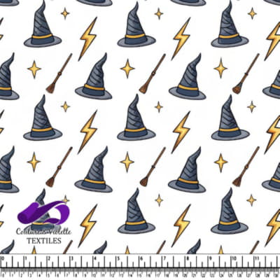 Wizard hats wands lightning bolts and stars