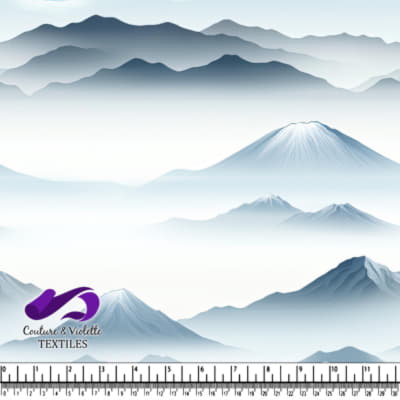 Paysage Montagneux Brumeux avec Pics Superposés et Vallées Brumeuses