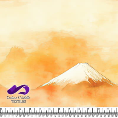 Paysage de Montagne avec Pic Neigeux sur Fond Orange