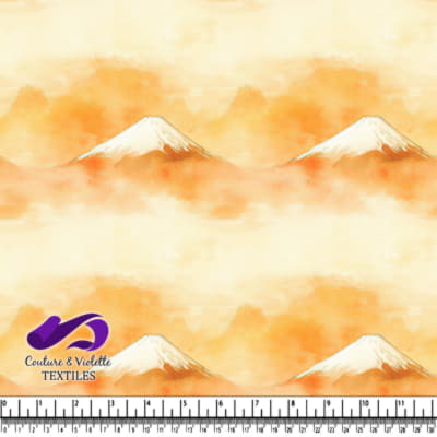 Paysage de Montagne avec Pic Neigeux sur Fond Orange