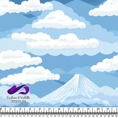 Mountain peak with clouds pattern on blue sky background