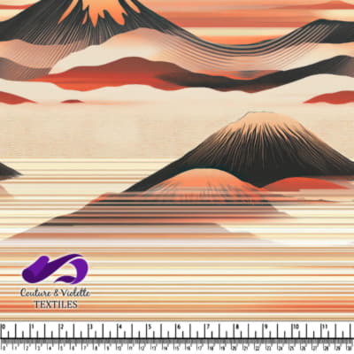 Abstract Mountain Landscape with Sunset and Layered Stripes