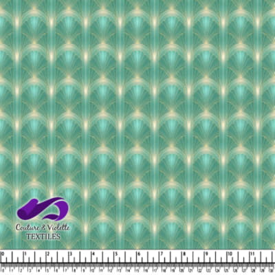 Motif Rétro Art Déco en Teal et Tons Dorés