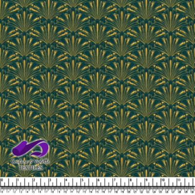 Art Deco Style Fan Pattern in Green and Gold