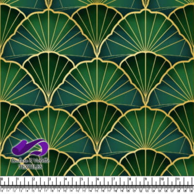 Green and Gold Art Deco Fan Pattern