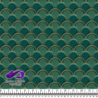Écailles Art Déco Vert Émeraude et Doré