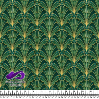 Art Deco Style Geometric Green and Gold