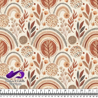 Motif Bohème de Feuilles et Arc-en-ciel aux Tons Terrestres