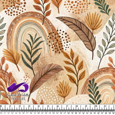 Motif Abstrait de Feuilles et Arc-en-Ciel au Style Bohème