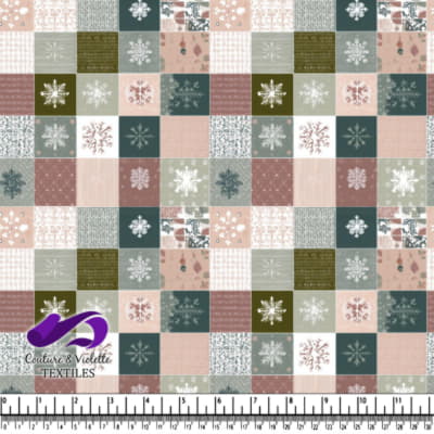 Muted Winter Patchwork Snowflake Textile Pattern