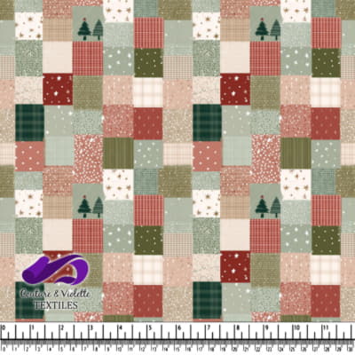 Impression de Tissu Patchwork de Noël