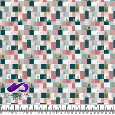 Motif Patchwork avec Pins et Couleurs Douces