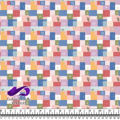 Colorful Patchwork Quilt Pattern with Floral Details