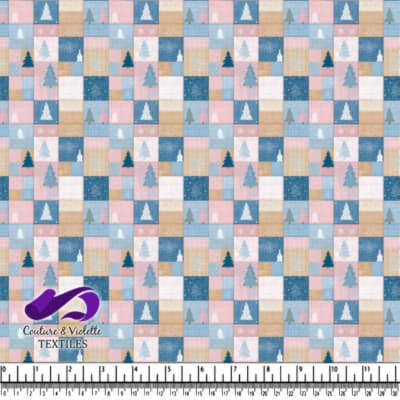 Motif Patchwork avec Sapins de Noël et Flocons de Neige