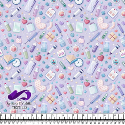 Medical and Healthcare Pattern on Purple Background