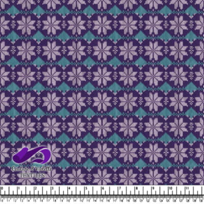 Motif tricot de flocons de neige violet et turquoise