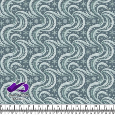 Motif Tourbillon de Flocons de Neige sur Fond Bleu Ardoise