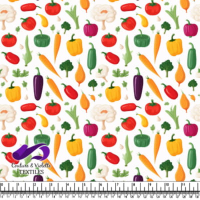 Colorful Vegetables Pattern on White Background