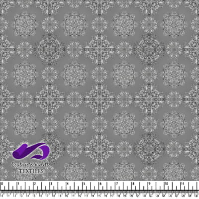 Motif Mandala Florale Gris et Blanc