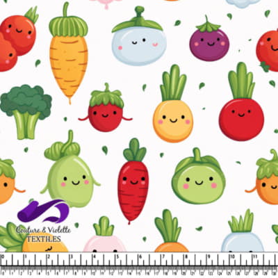 Motif de Légumes Cartoon Mignons avec Visages Souriants