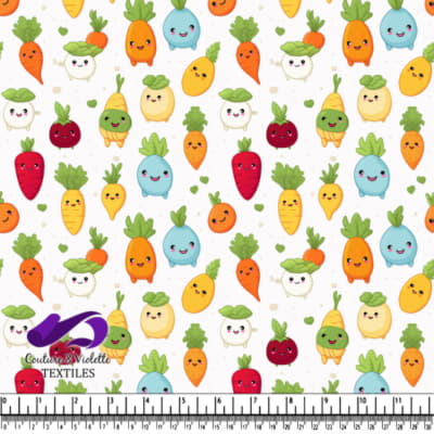 Cute Kawaii Vegetables Pattern with Smiling Faces