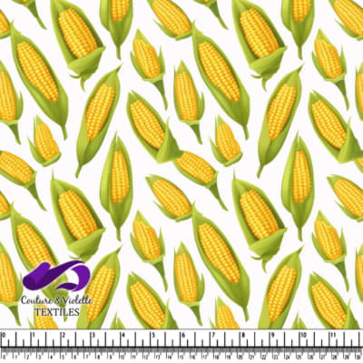 Corn Cobs with Green Leaves on White Background
