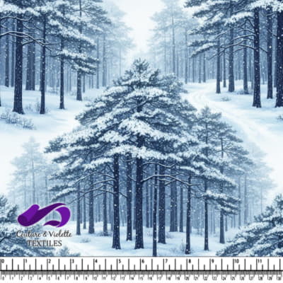 Forêt de pins enneigée dans un paysage d'hiver