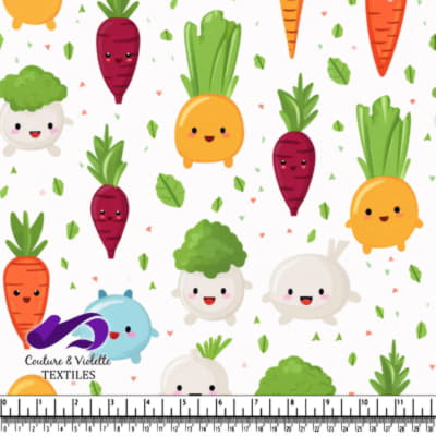 Motif de Légumes de Dessin Animé Adorables avec des Visages Sourire