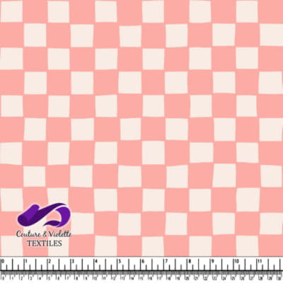 Soft Pink and White Checkerboard Pattern Fabric Design