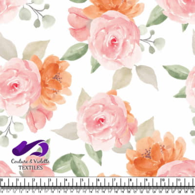 Motif floral aquarelle en rose et orange doux