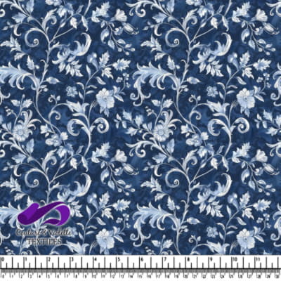 Motif Floral Vintage Élégant en Bleu