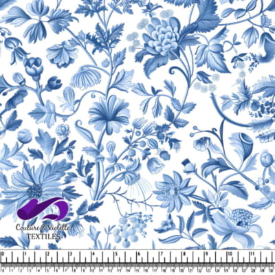 Blue and white floral pattern textile design
