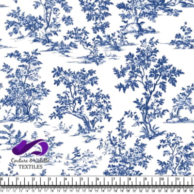 Motif d'Arbre Toile Bleue Classique sur Fond Blanc