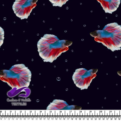 Colorful Betta Fish Pattern on Black Background