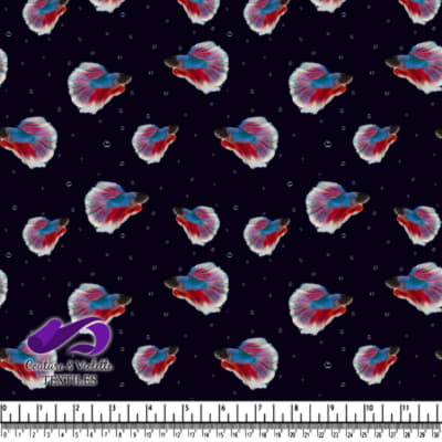 Colorful Betta Fish Pattern on Black Background