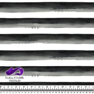 Black Watercolor Stripes Pattern on White Background