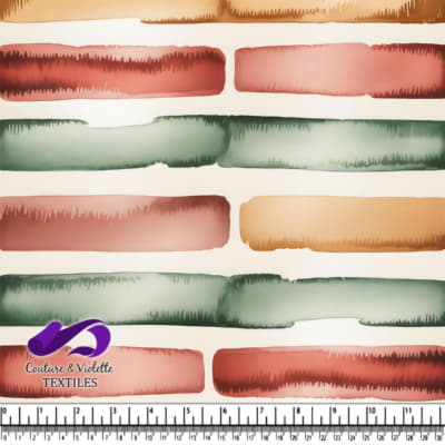 Watercolor Stripes Pattern in Earth Tones on Fabric